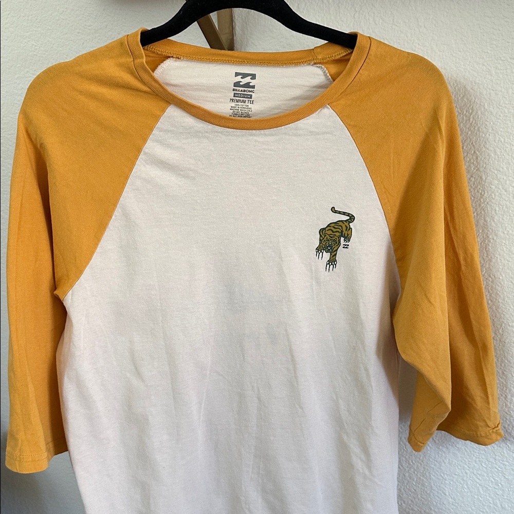 Billabong Yellow and White Long Sleeve T-Shirt - Picture 2 of 7